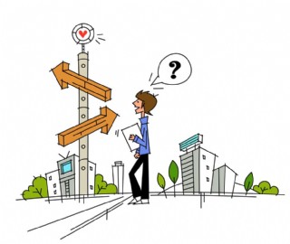 寻找方向的矢量男孩