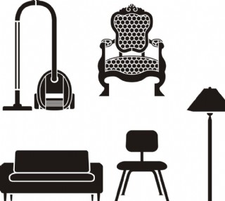 沙发 椅子 台灯剪影