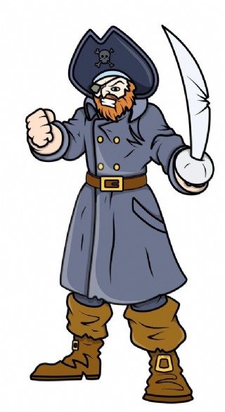 卡通海上行驶中的海盗船