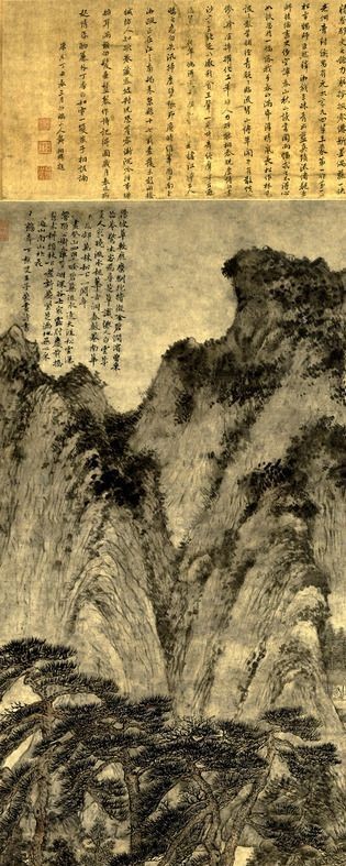 王蒙 春山读书图轴