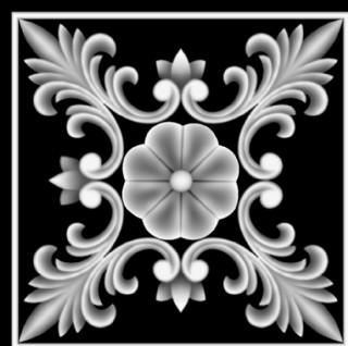 方形欧式门上床头洋花贴花灰度图