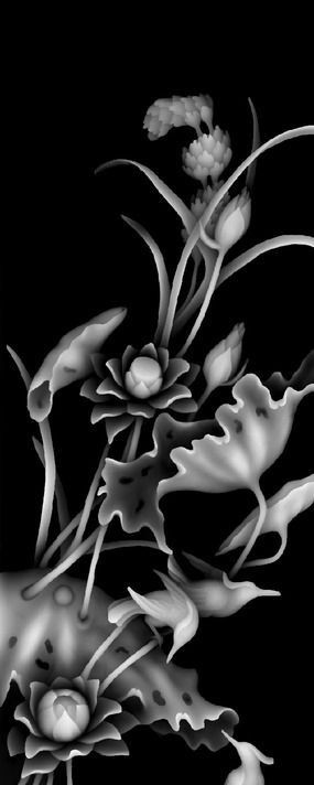 祥云单龙浮雕灰度图