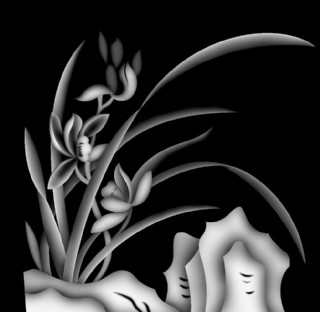 兰花四季花灰度精雕图